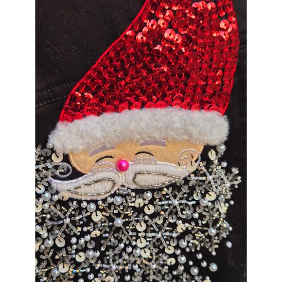 Vintage BEREK 2 Black Christmas Jacket, Santa Clause, Pearl Beads, Sequins, SM - Picture 6 of 8